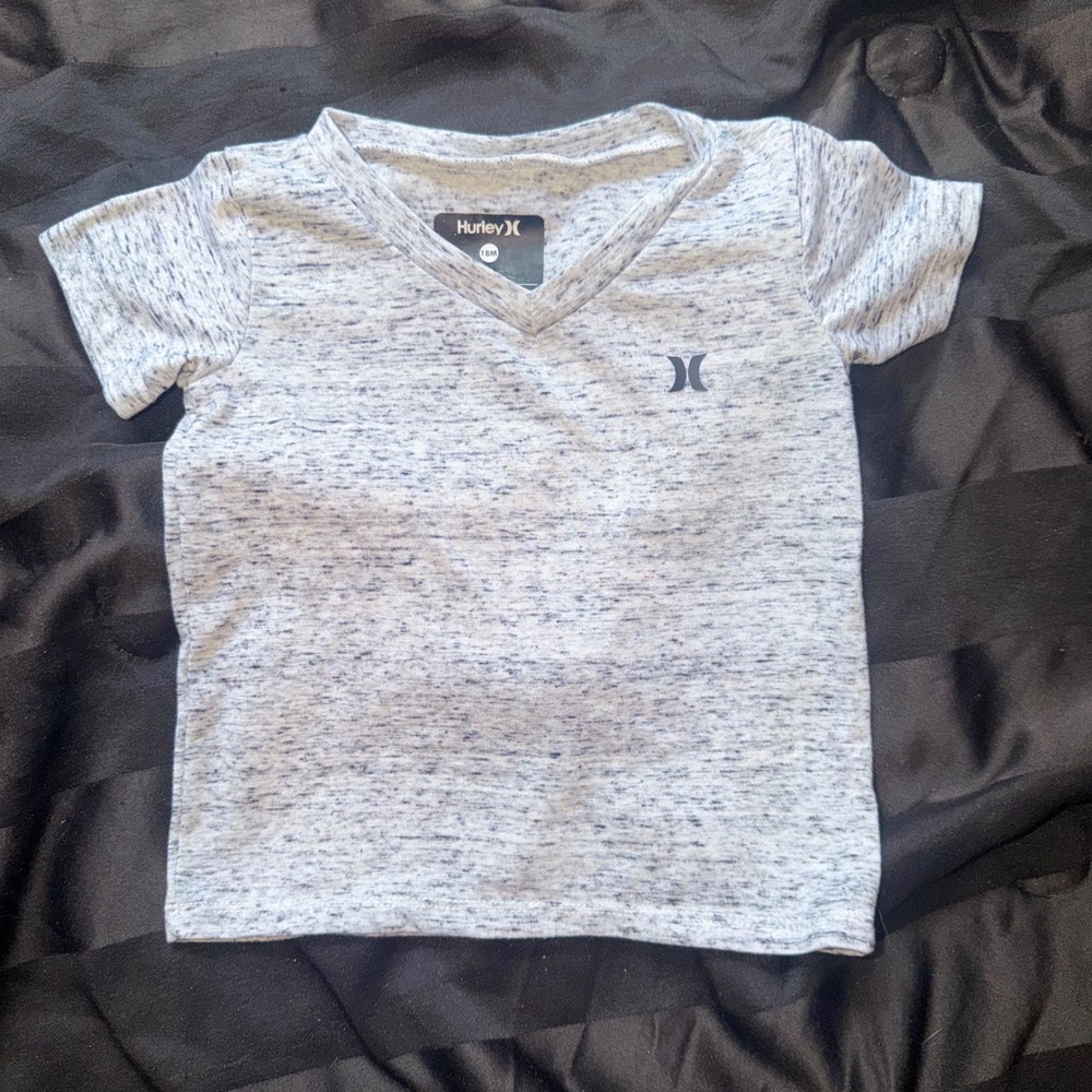 Hurley V-Neck T-Shirt Toddler 18M Grey Space Dye Skater Surf Casual Tee